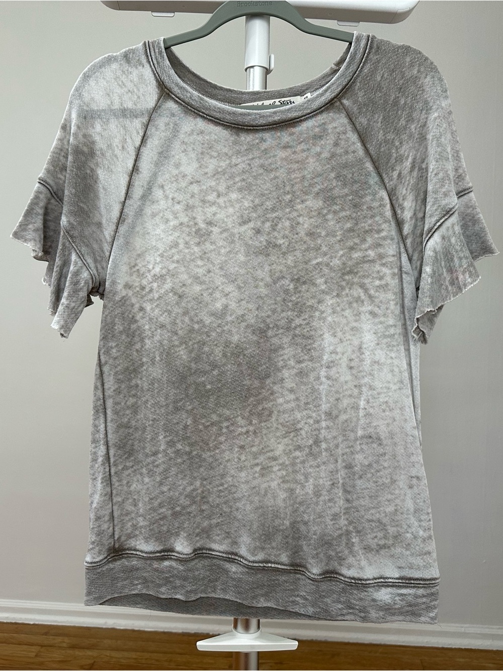 Michael Stars Washed Gray Ruffle Sleeve Tee XS.